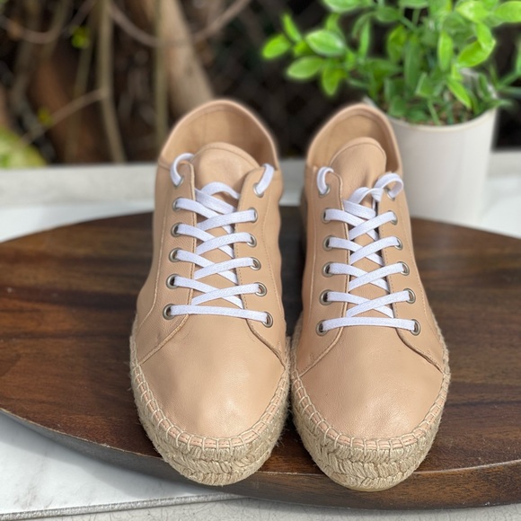 Aquatalia Flyn Water Resistant Platform Espadrille Sneaker In Cappuccino Size 9 - Picture 5 of 10